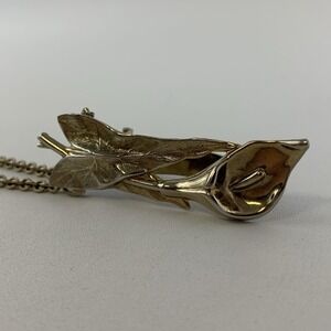 Vintage Calla Lily Flower Sweater Cardigan Tie Closure Clip